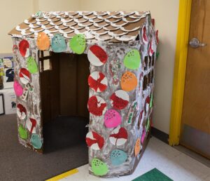 How Westford Preschool Turned a Recycled Gaylord Box Into a Life-Sized Gingerbread House