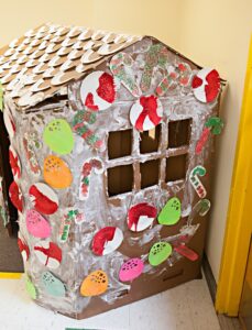 How Westford Preschool Turned a Recycled Gaylord Box Into a Life-Sized Gingerbread House